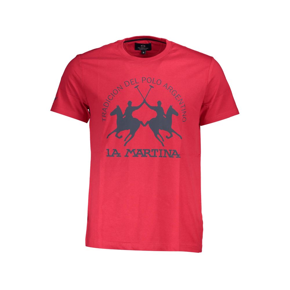 La Martina Rotes Baumwoll-T-Shirt für Herren