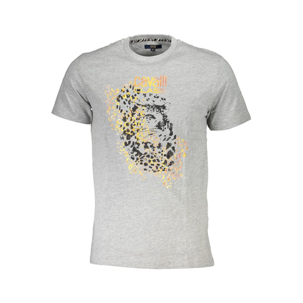 Cavalli Class Graues Baumwoll-T-Shirt
