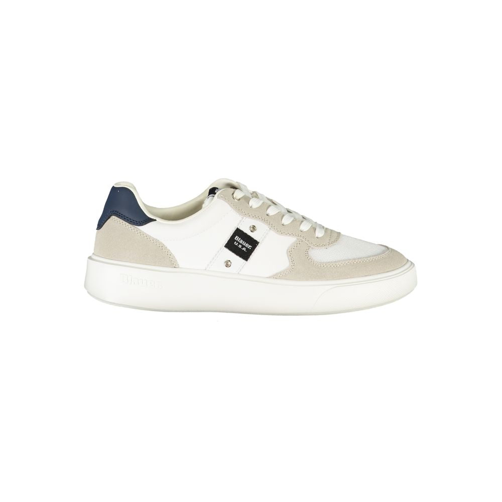 Blue and White Polyester Sneaker