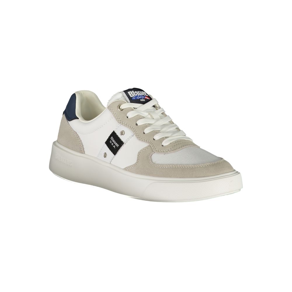 Blue and White Polyester Sneaker