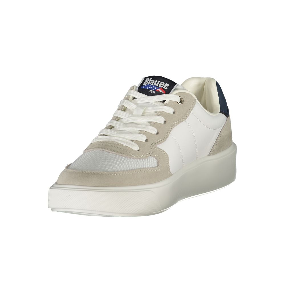 Blue and White Polyester Sneaker