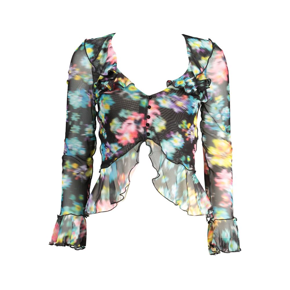 Desigual Schwarzes und mehrfarbiges Polyester-Hemd