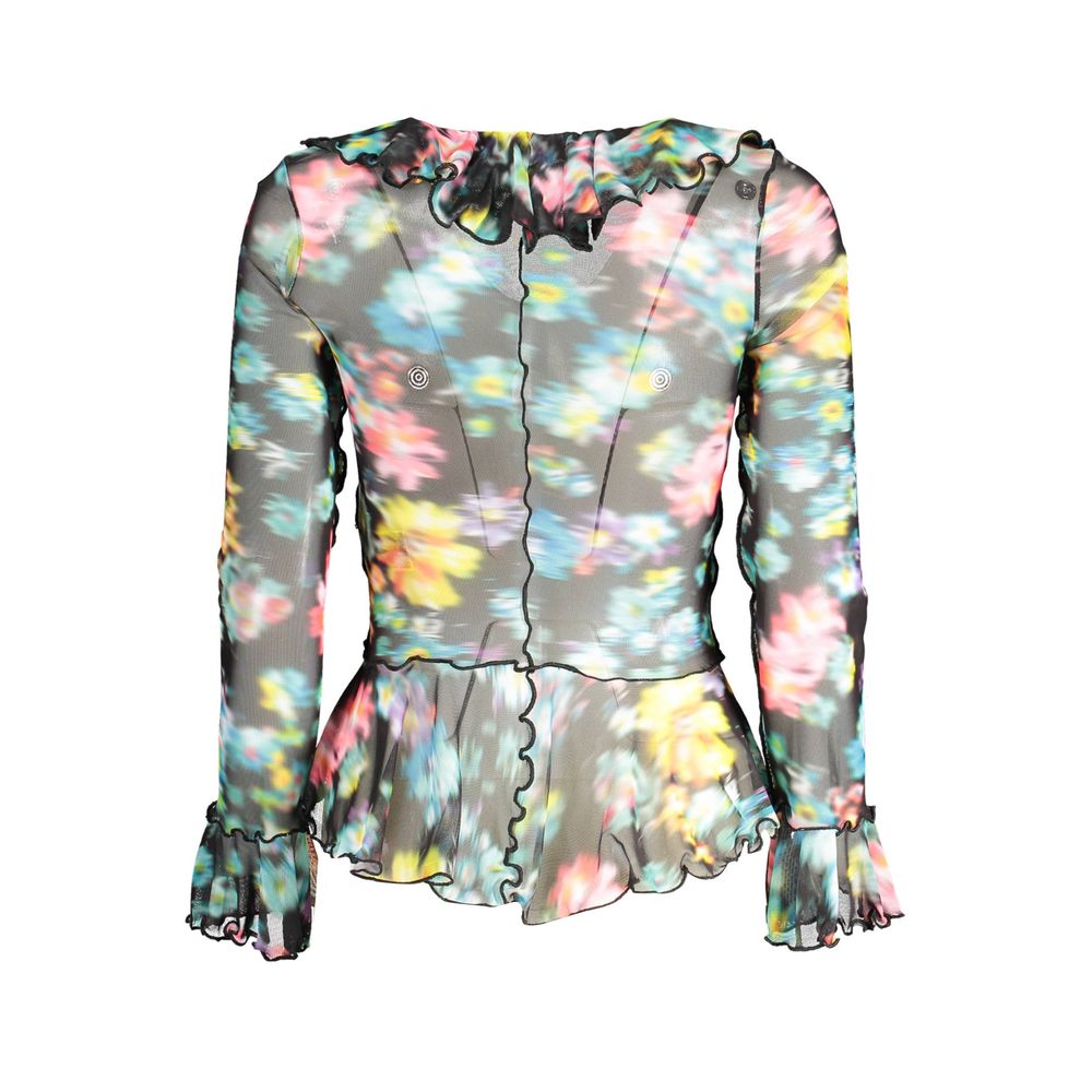 Desigual Schwarzes und mehrfarbiges Polyester-Hemd