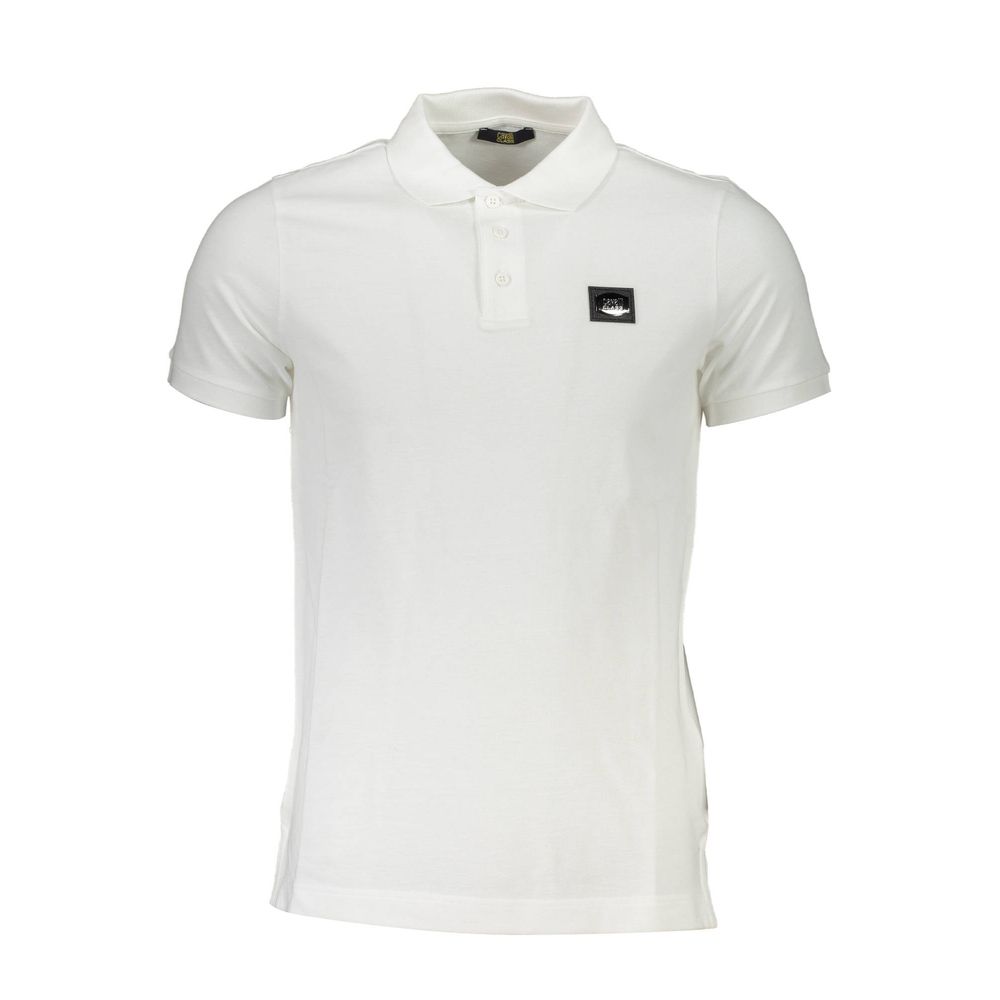 Cavalli Class Bianco Baumwoll-Herrenpoloshirt