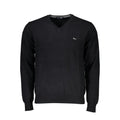 Harmont & Blaine Elegant Black Sweater with Embroidered V-Neck