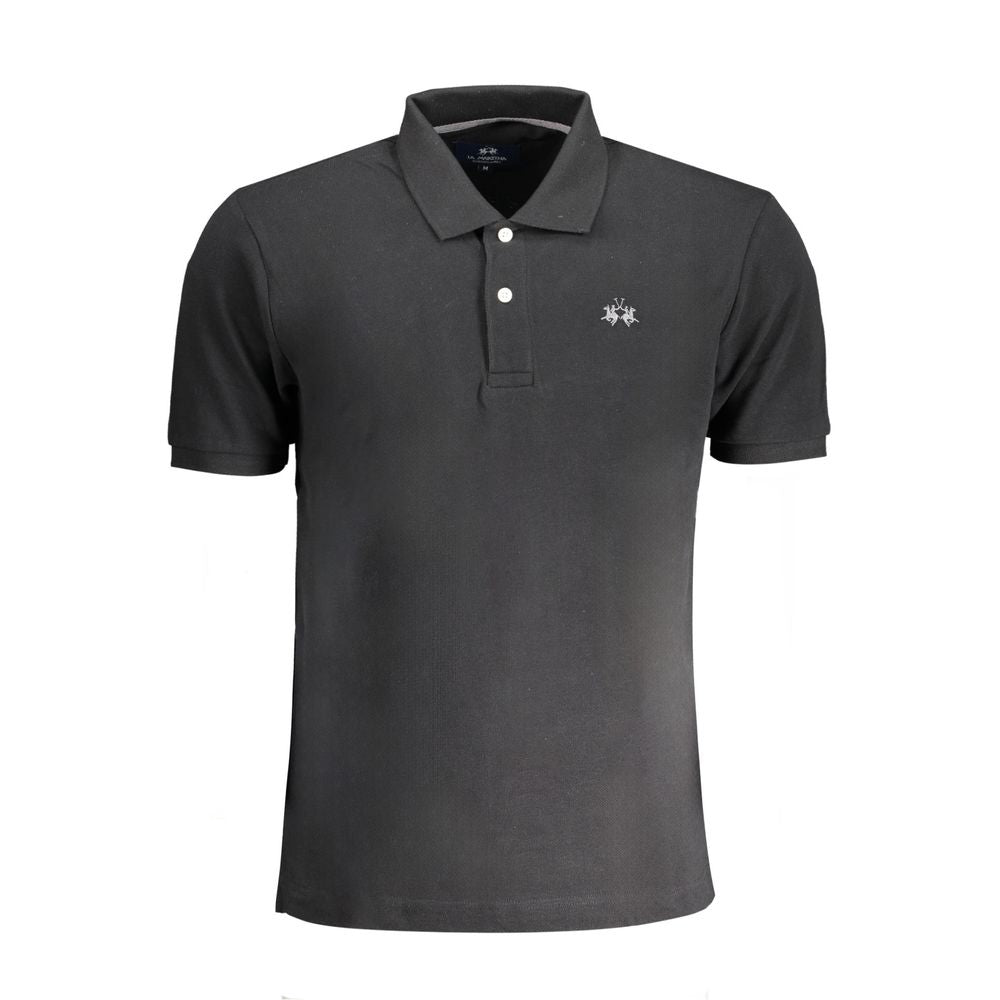 La Martina Schwarzes Herren-Poloshirt aus Baumwolle