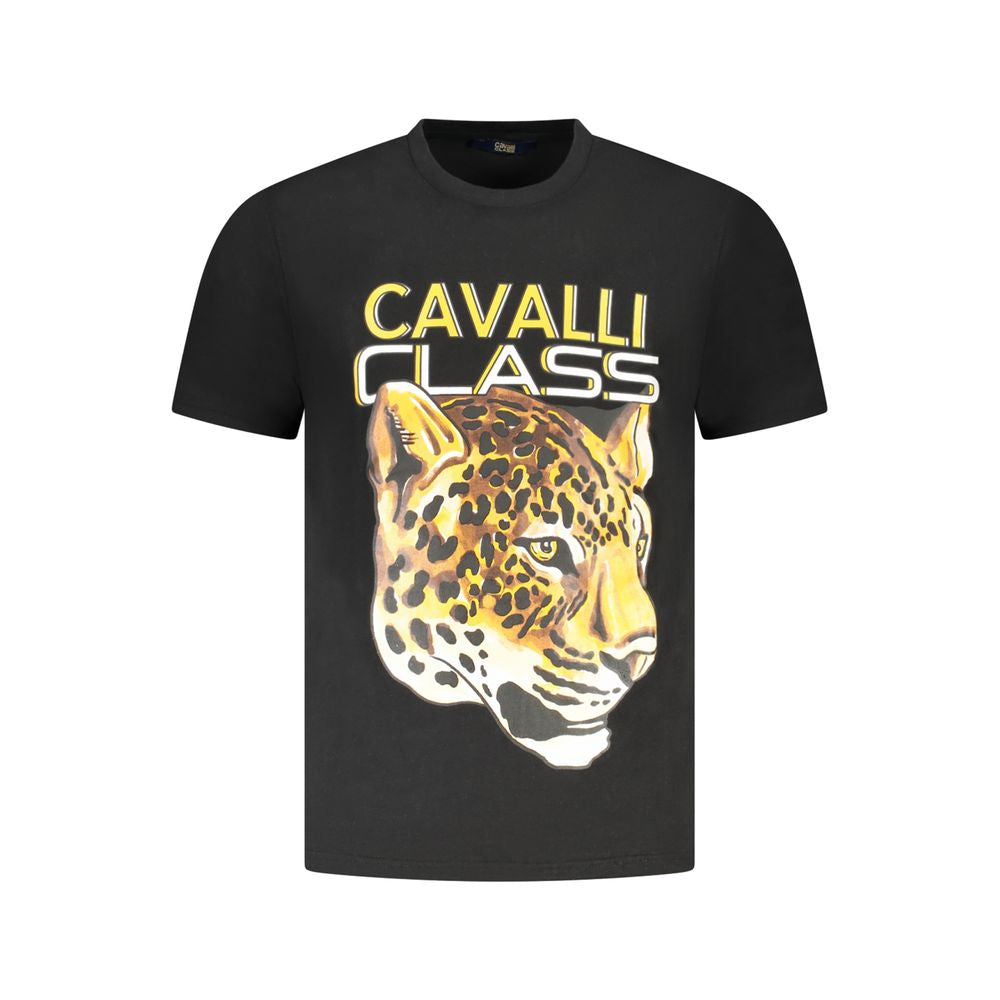 Cavalli Class Schwarzes Baumwoll-T-Shirt für Herren