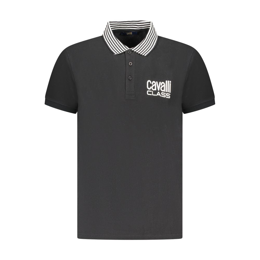 Cavalli Class Schwarzes Herren-Poloshirt aus Baumwolle