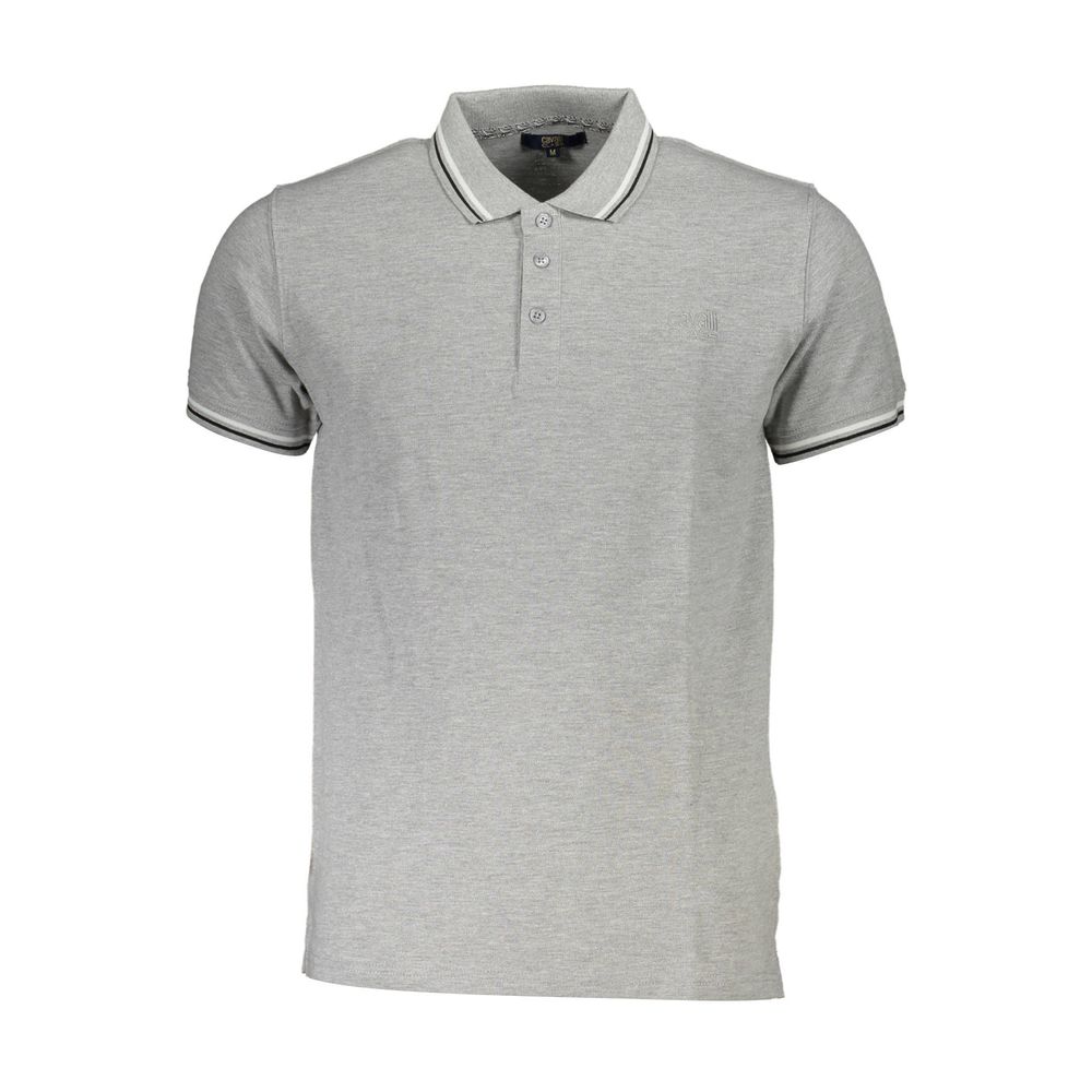 Cavalli Class Grigio Baumwoll-Herrenpoloshirt