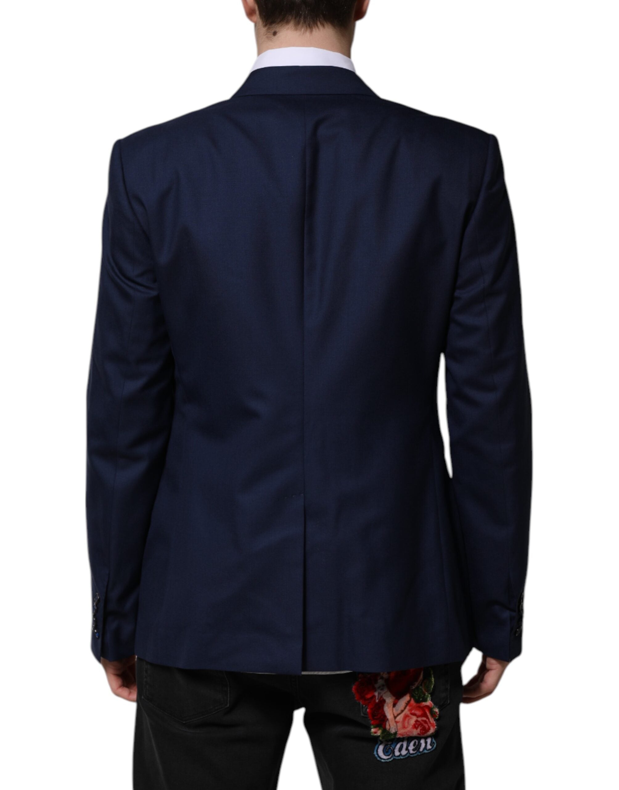 Dolce & Gabbana Blue Wool Coat Single-breasted Suit Blazer