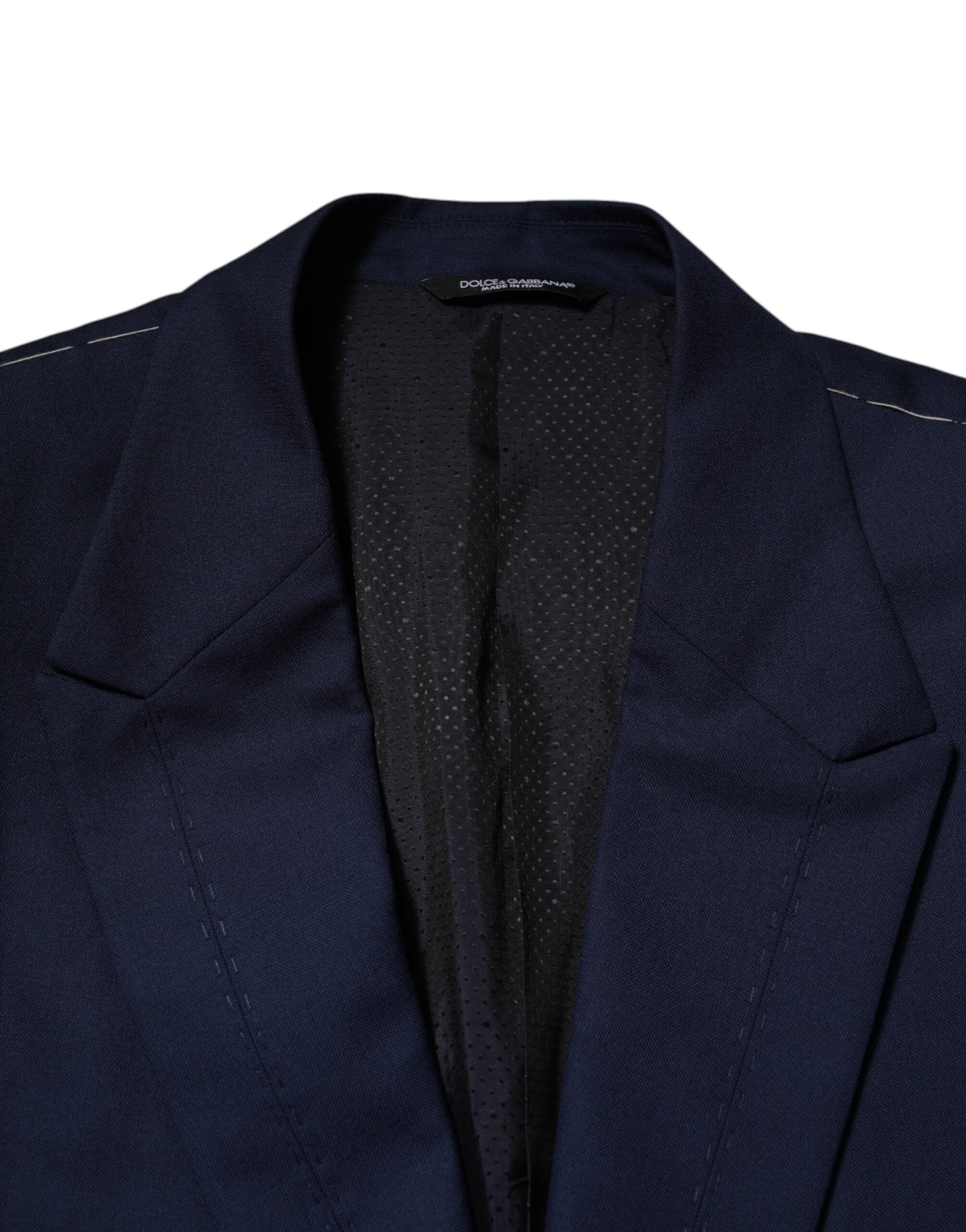Dolce & Gabbana Blue Wool Coat Single-breasted Suit Blazer