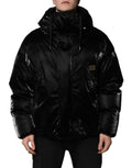 Dolce & Gabbana Black Hooded Zipper Logo Quilted Jacket