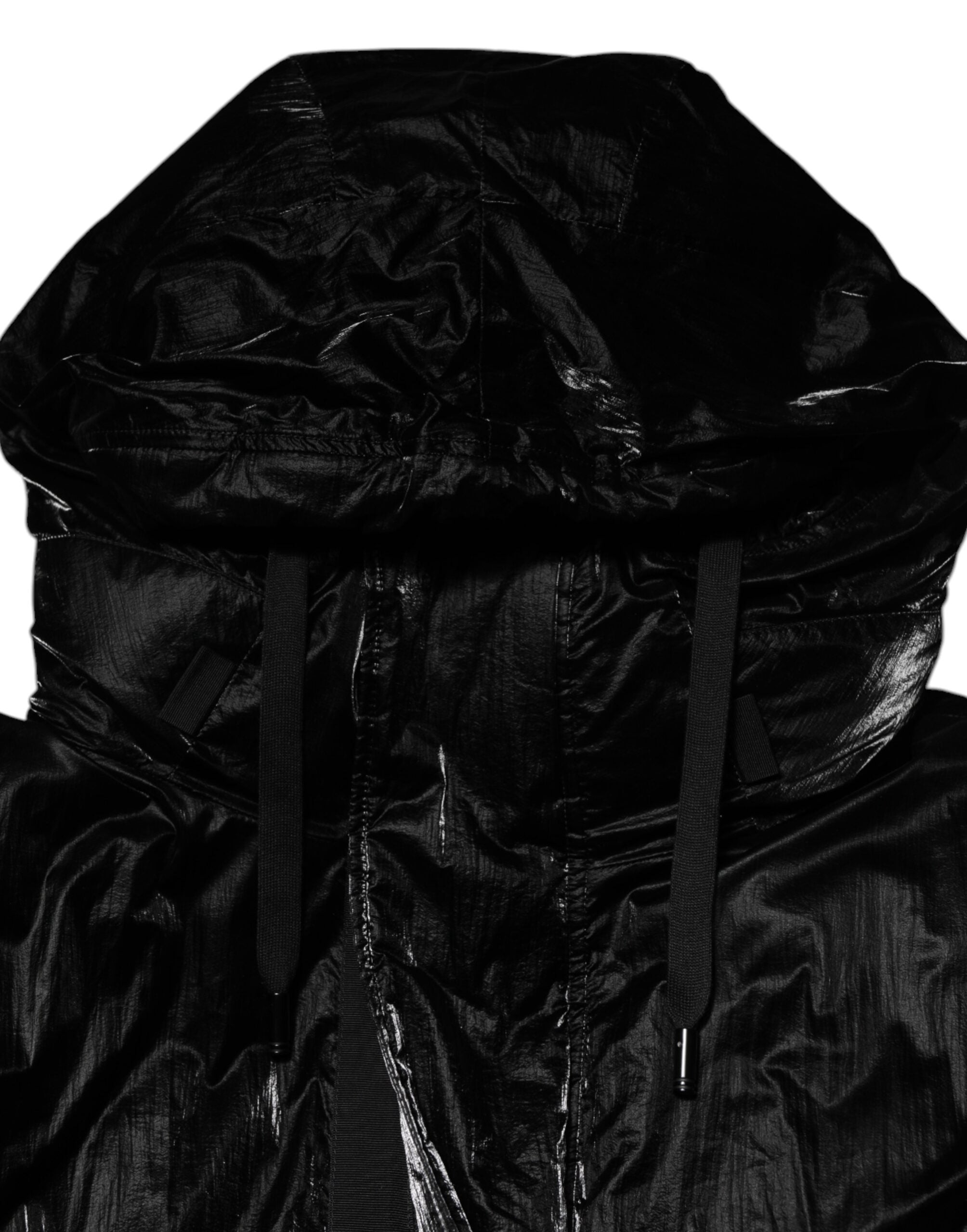 Dolce & Gabbana Black Hooded Zipper Logo Quilted Jacket