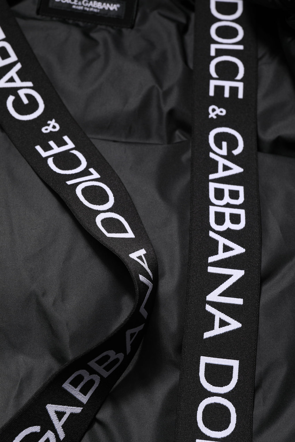 Dolce & Gabbana Black Hooded Zipper Logo Quilted Jacket