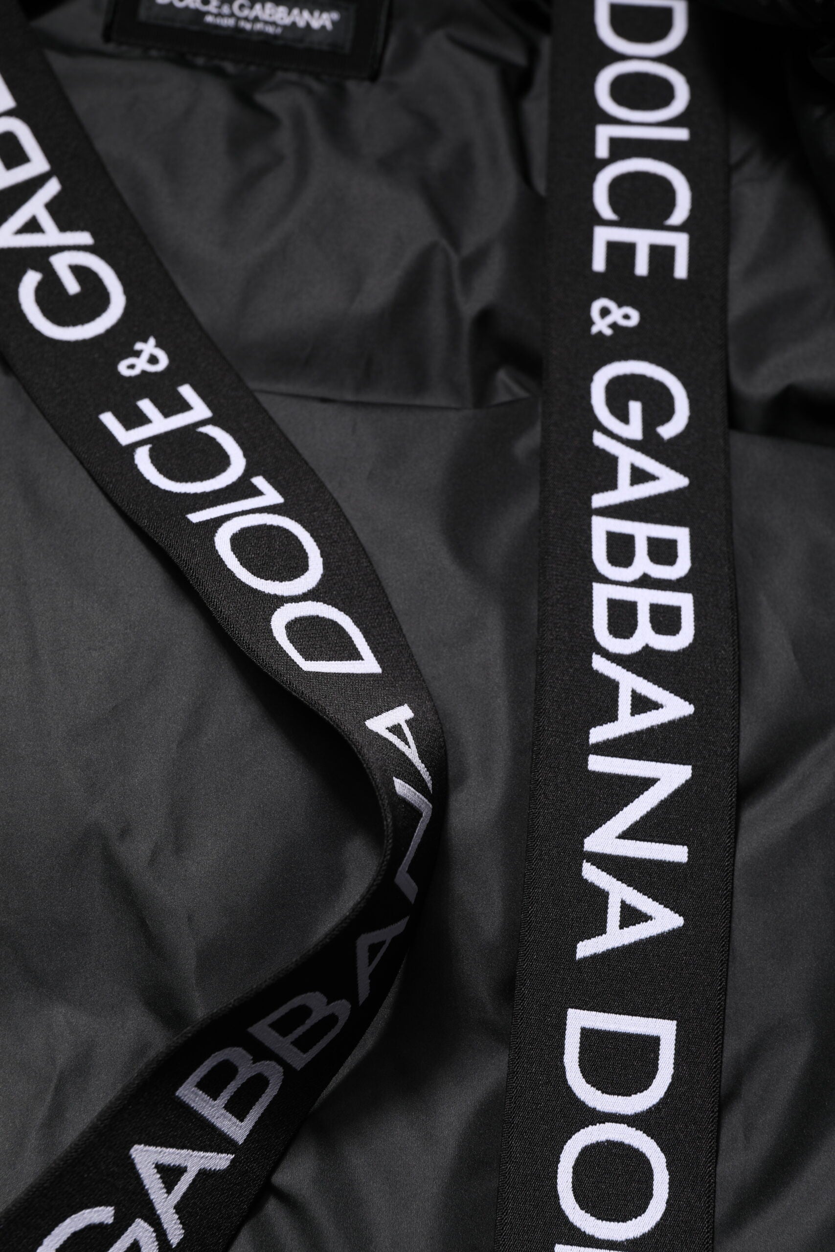 Dolce & Gabbana Black Hooded Zipper Logo Quilted Jacket