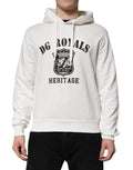 Dolce & Gabbana White Cotton Hoodie DG ROYAL Print