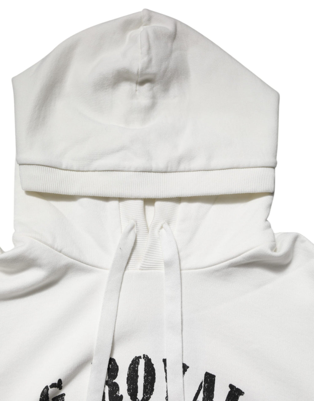 Dolce & Gabbana White Cotton Hoodie DG ROYAL Print