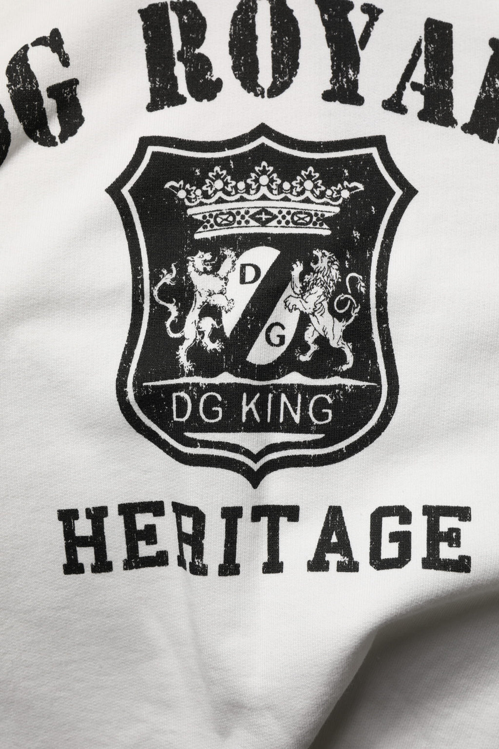 Dolce & Gabbana White Cotton Hoodie DG ROYAL Print