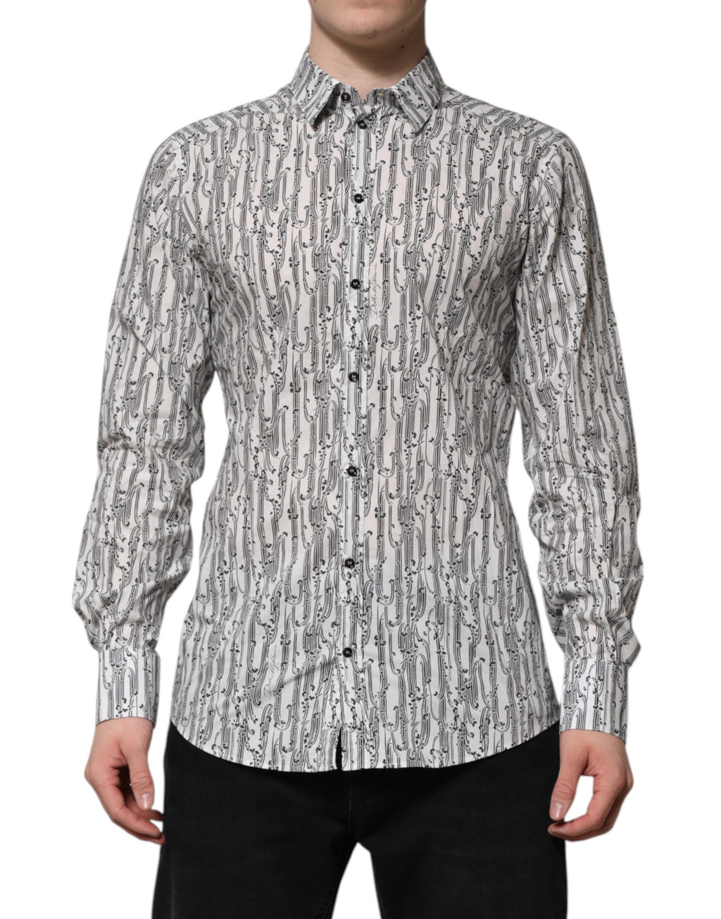 Dolce & Gabbana White Floral Print Casual Long Sleeve Shirt