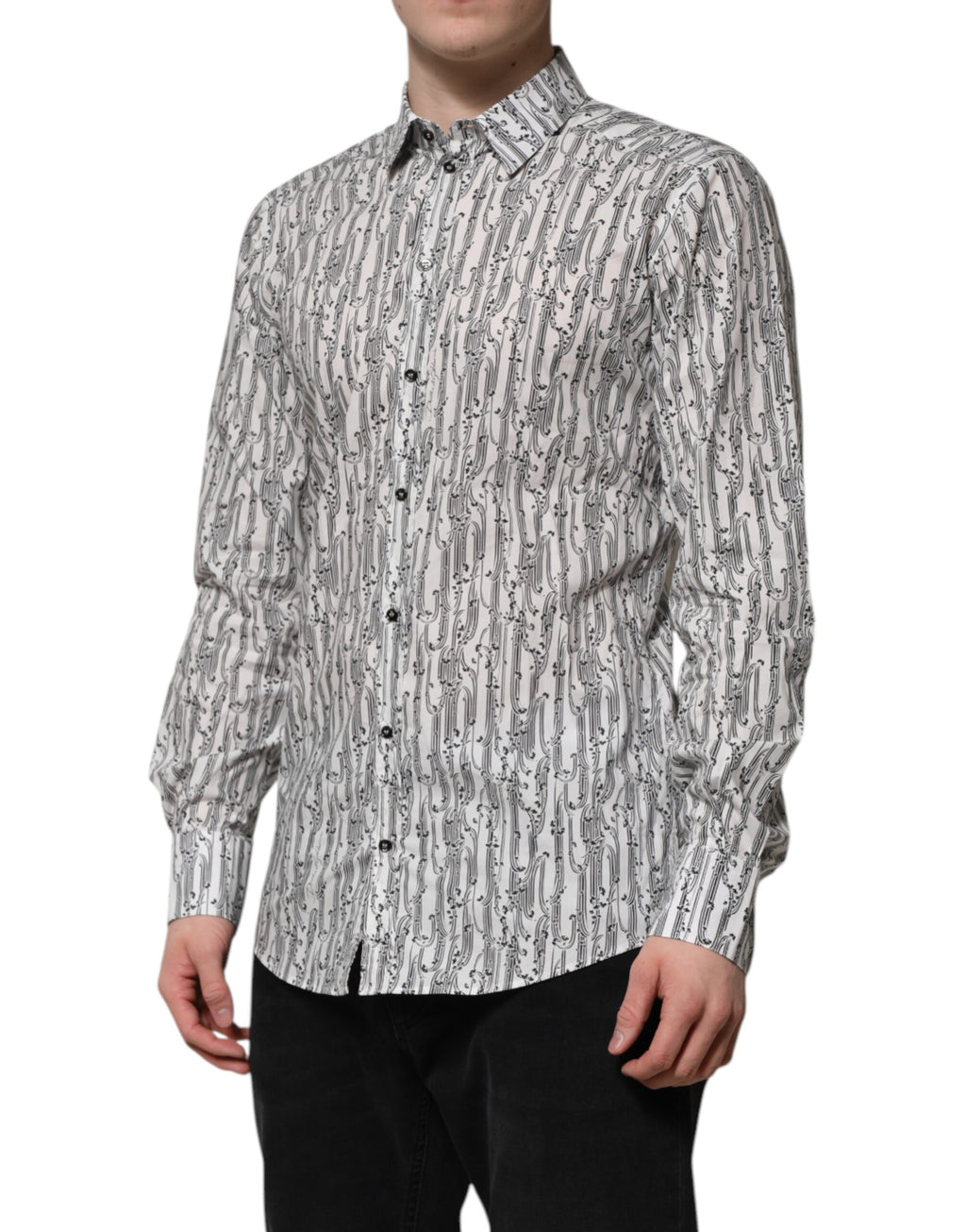 Dolce & Gabbana White Floral Print Casual Long Sleeve Shirt
