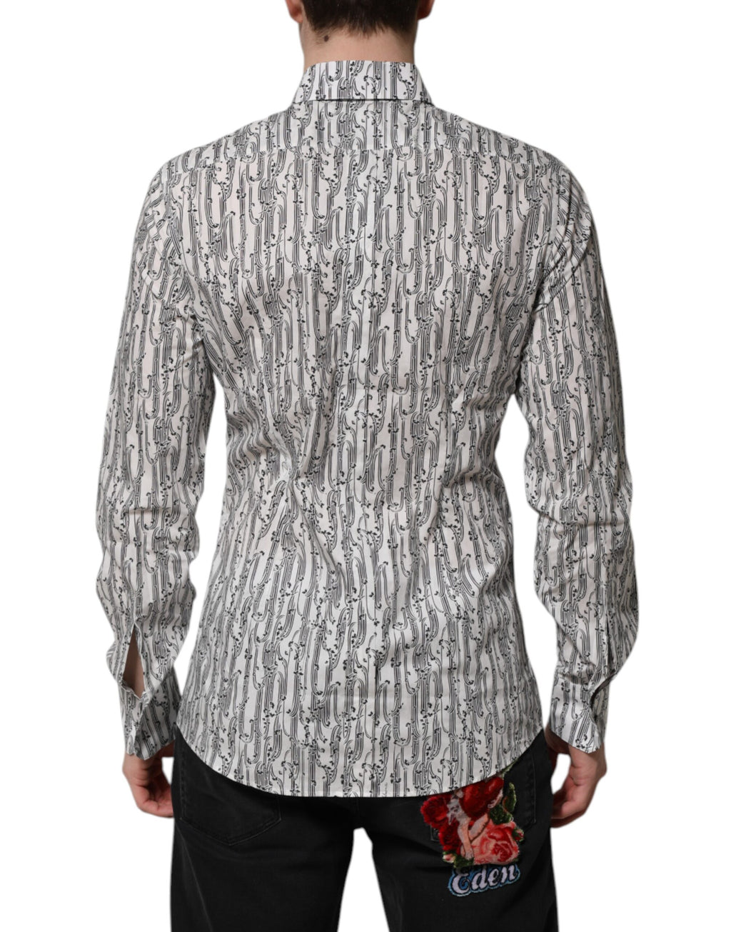 Dolce & Gabbana White Floral Print Casual Long Sleeve Shirt