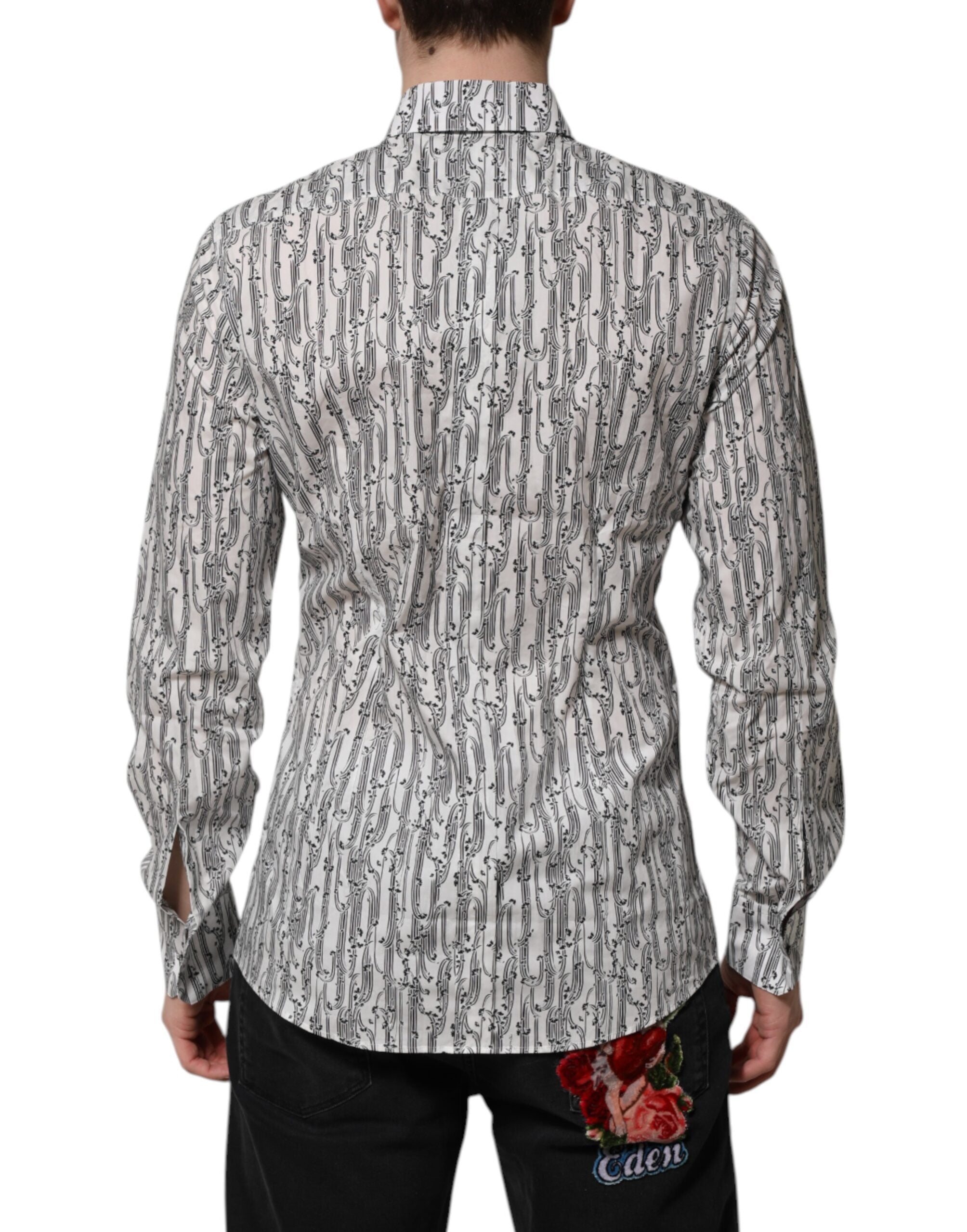 Dolce & Gabbana White Floral Print Casual Long Sleeve Shirt