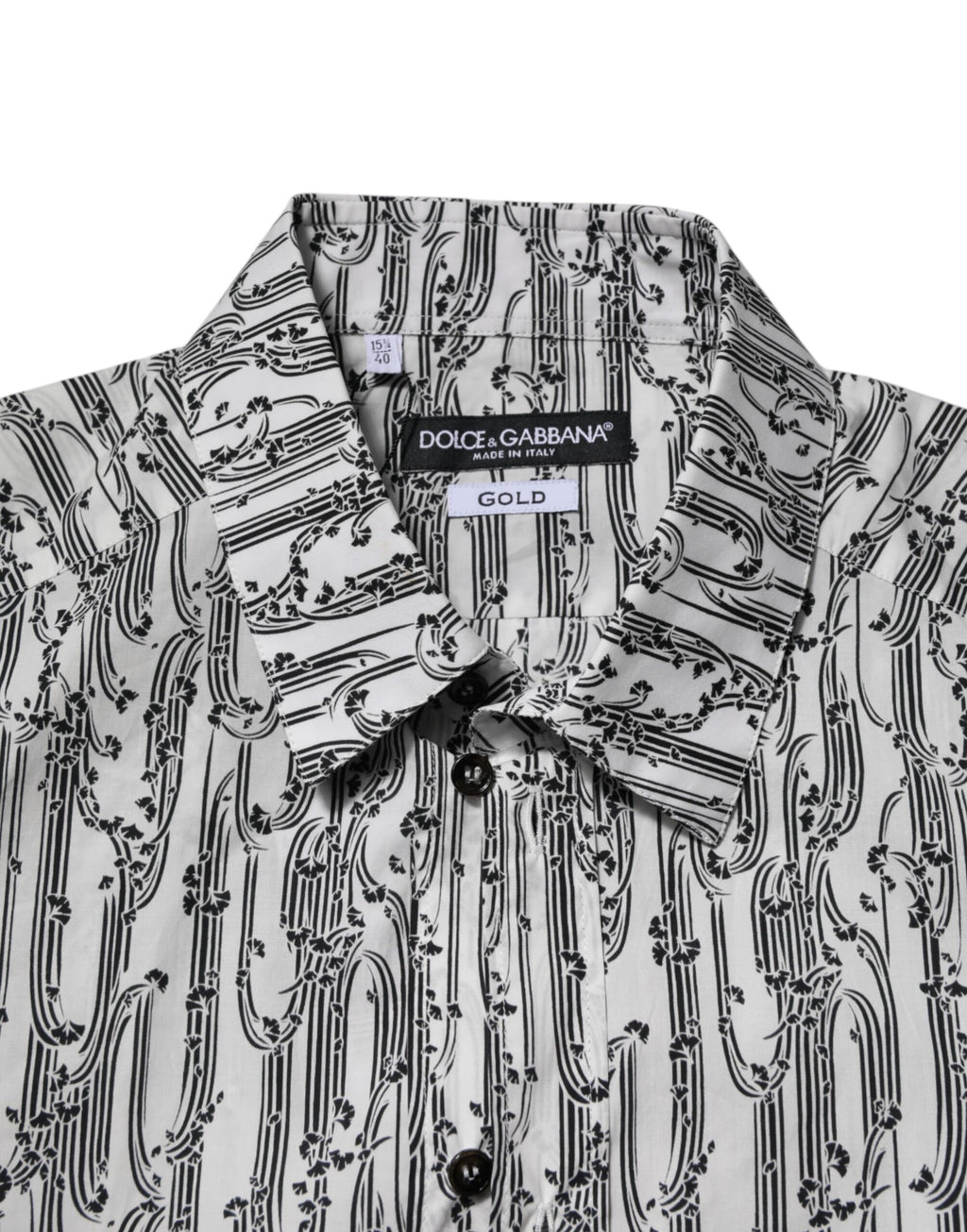 Dolce & Gabbana White Floral Print Casual Long Sleeve Shirt