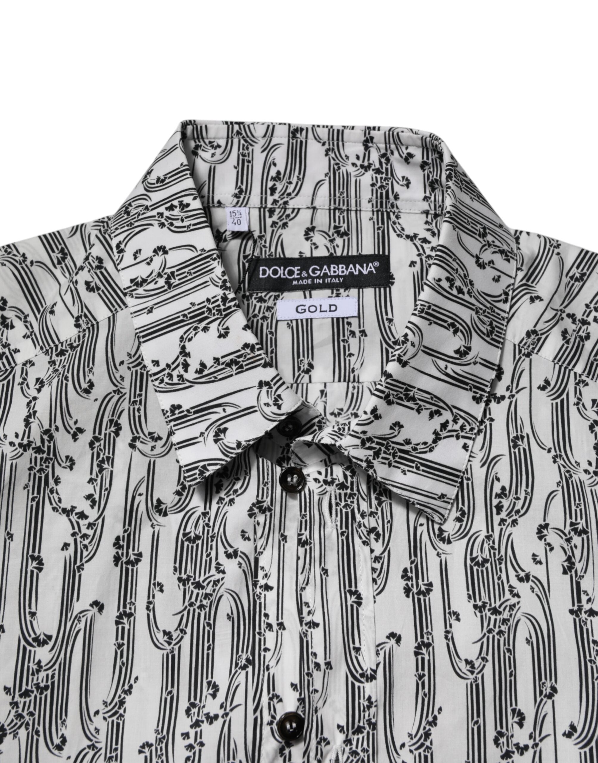 Dolce & Gabbana White Floral Print Casual Long Sleeve Shirt