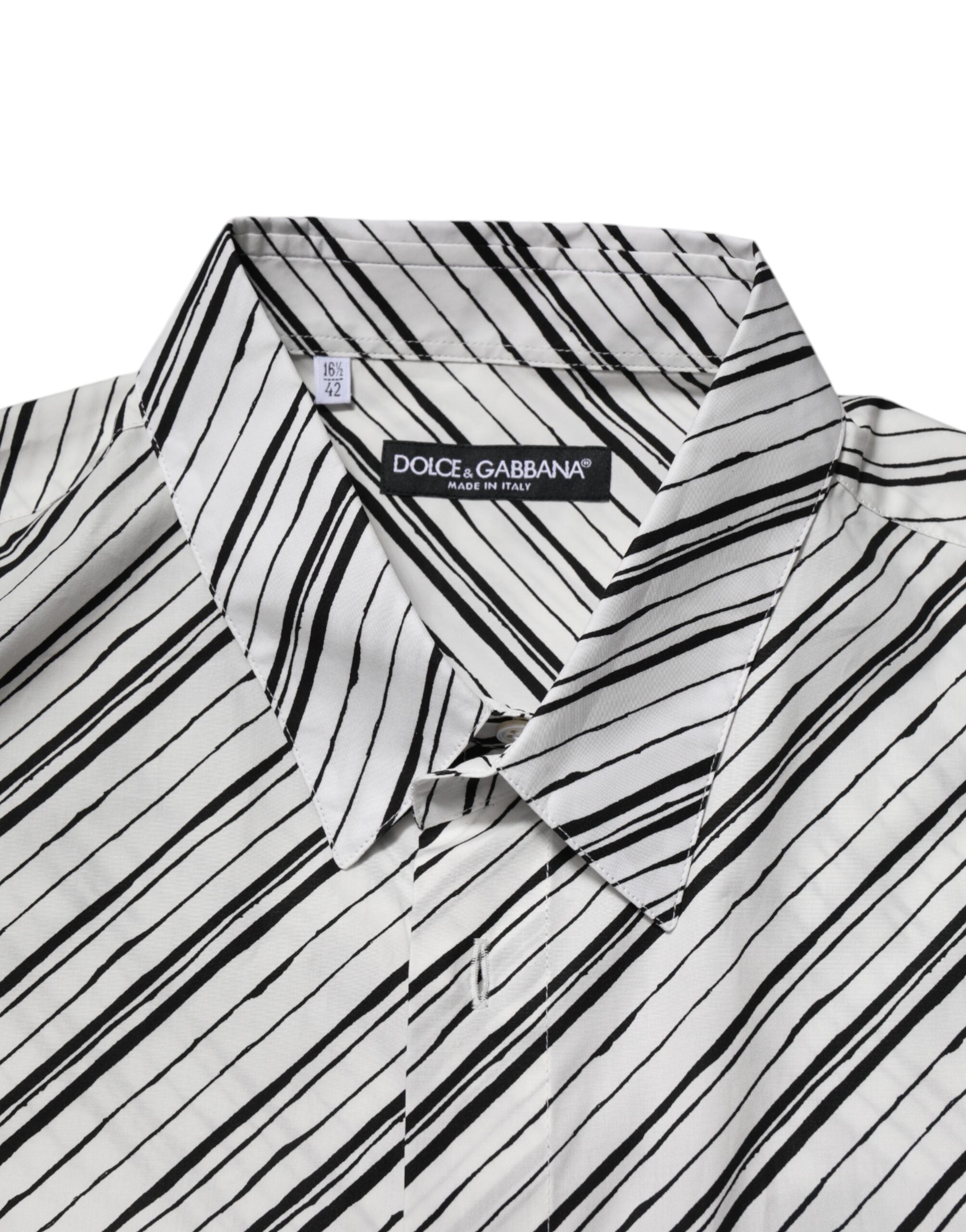 Dolce & Gabbana Weiß gestreiftes Langarmhemd für Männer Formales Hemd