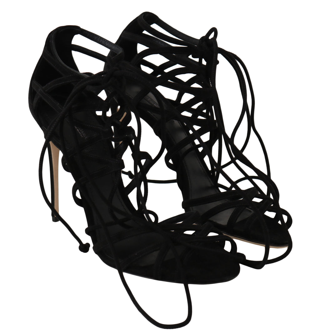 Dolce & Gabbana Black Suede Strap Stiletto Sandals