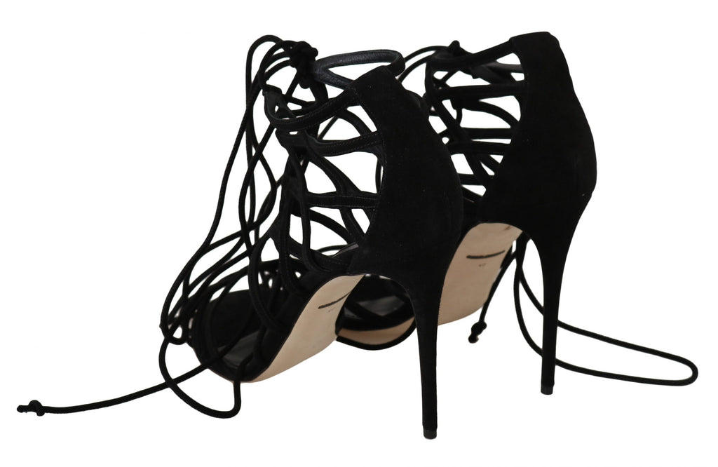 Dolce & Gabbana Black Suede Strap Stiletto Sandals