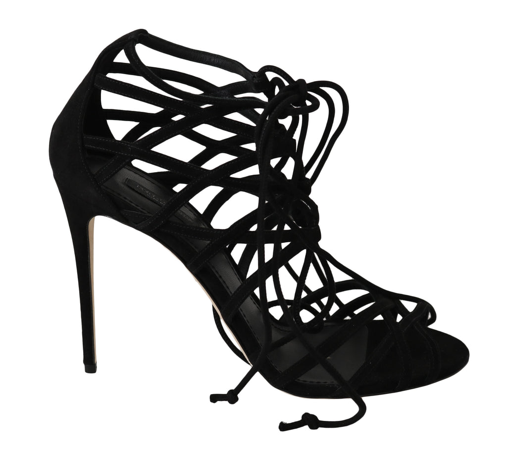 Dolce & Gabbana Black Suede Strap Stiletto Sandals