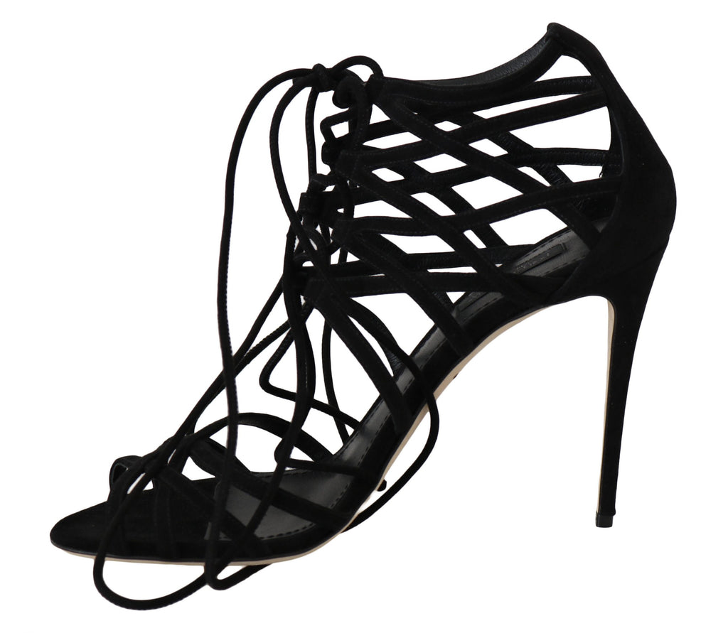 Dolce & Gabbana Black Suede Strap Stiletto Sandals
