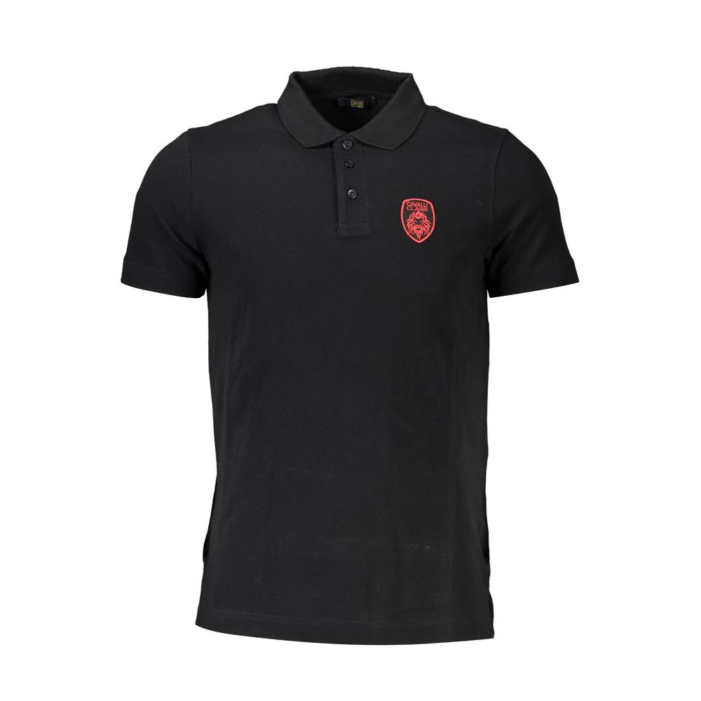 Cavalli Class Nero Baumwoll-Herrenpoloshirt