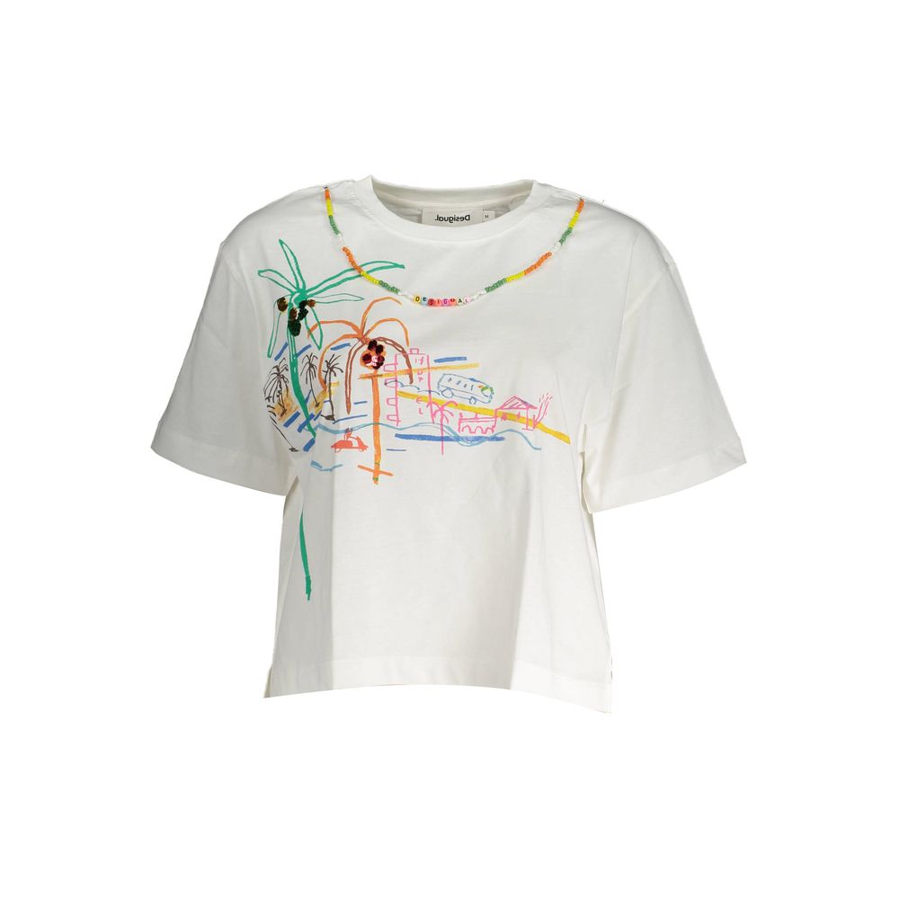 Desigual Weißes Baumwoll-T-Shirt für Damen