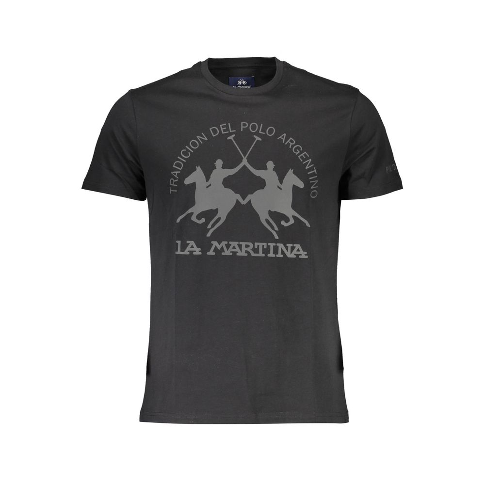 La Martina Schwarzes Baumwoll-T-Shirt für Herren