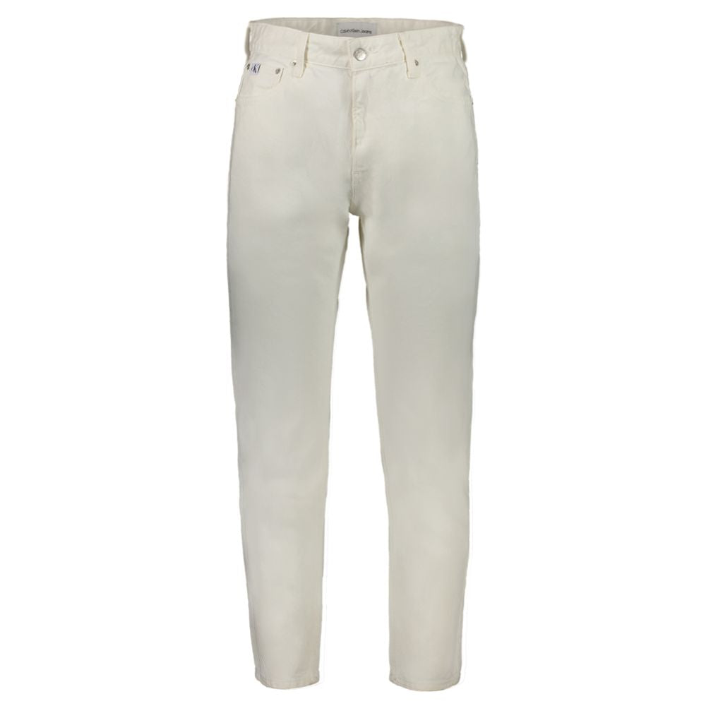 Calvin Klein Men's White Cotton Jeans