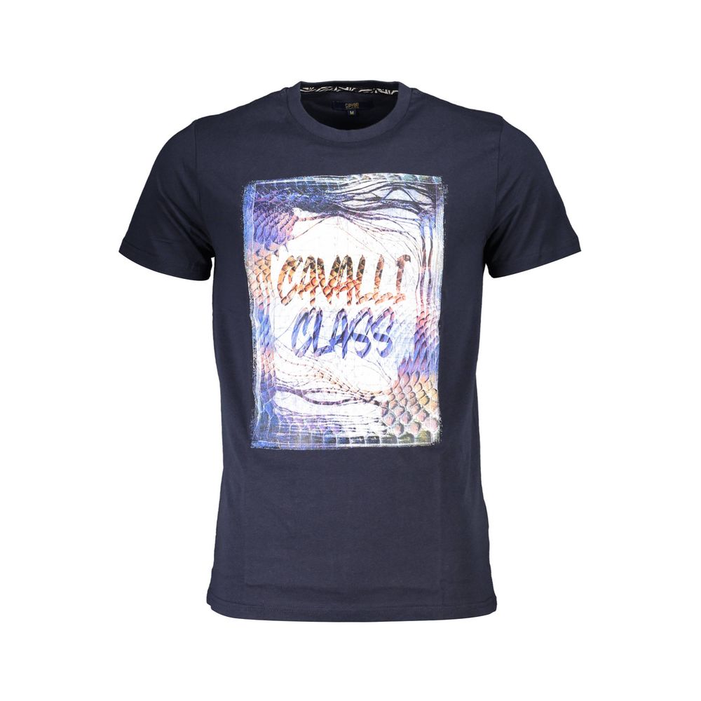Cavalli Class Blaues Baumwoll-T-Shirt für Herren