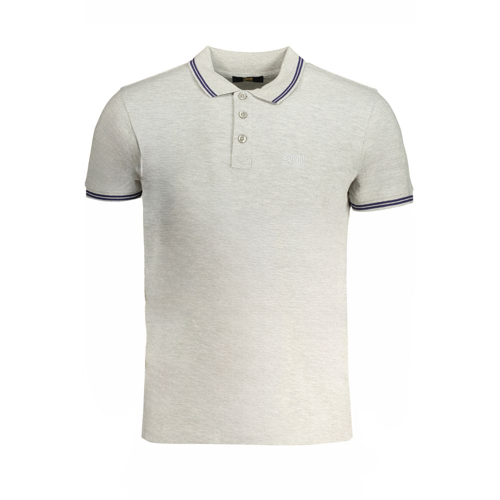 Cavalli Class Grigio Baumwoll-Poloshirt für Herren
