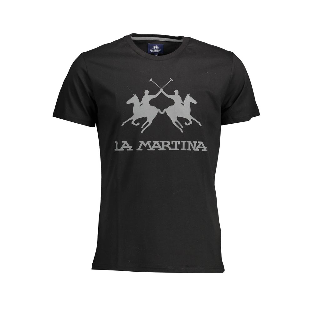 La Martina Schwarzes Baumwoll-T-Shirt für Herren