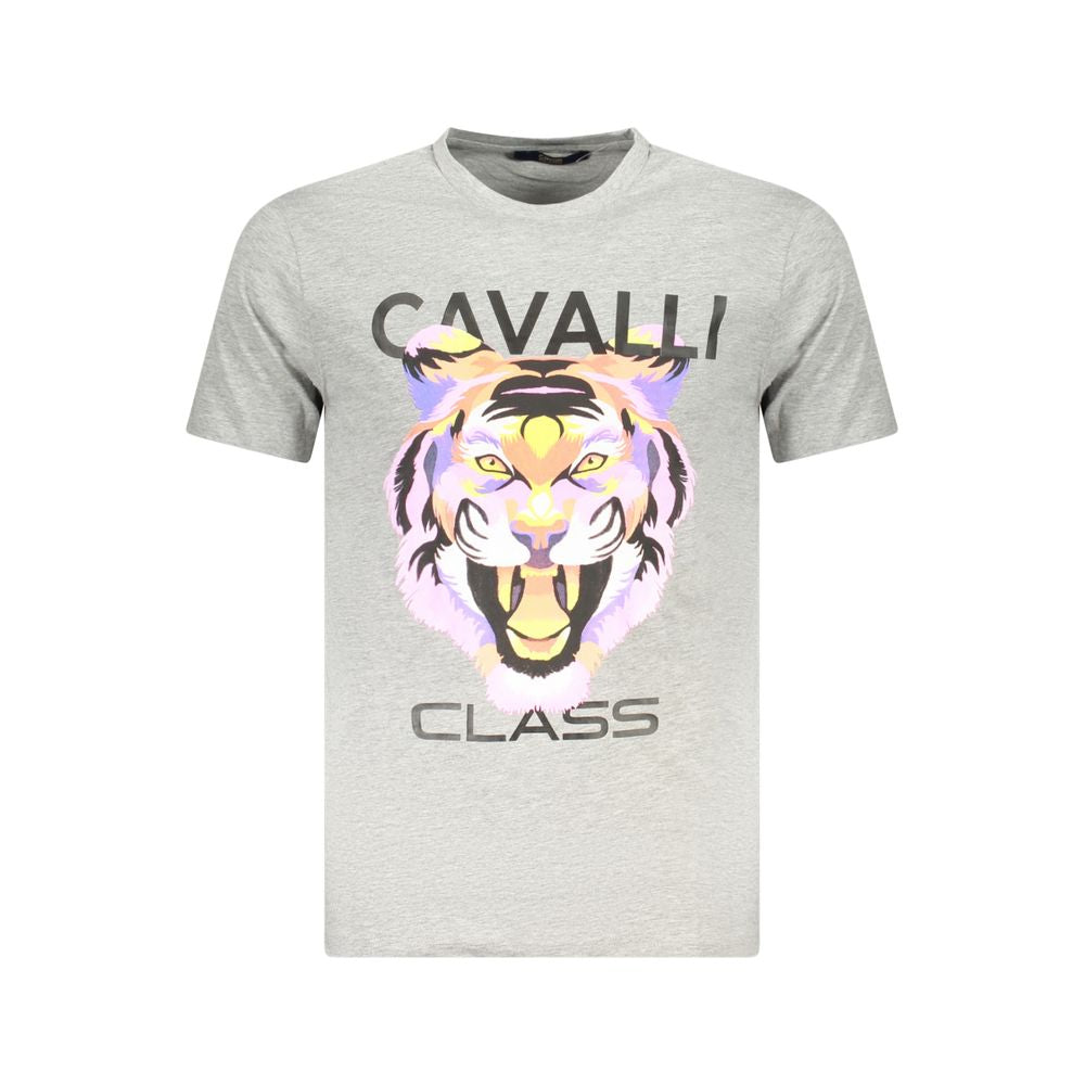 Cavalli Class Grigio Baumwoll-T-Shirt für Herren