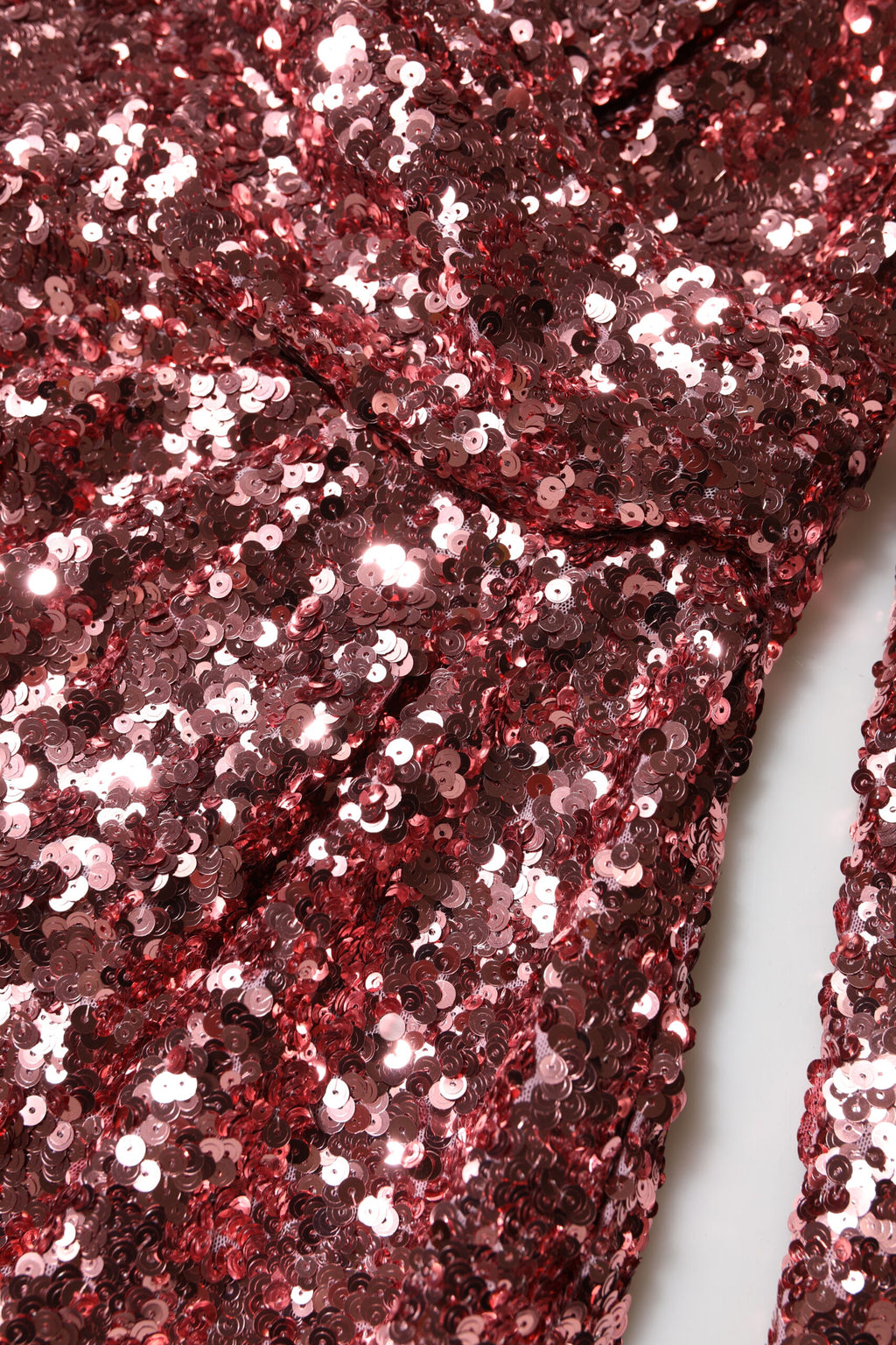 Dolce & Gabbana Pink Sequin Statement Nylon V-Neck Midi Dress