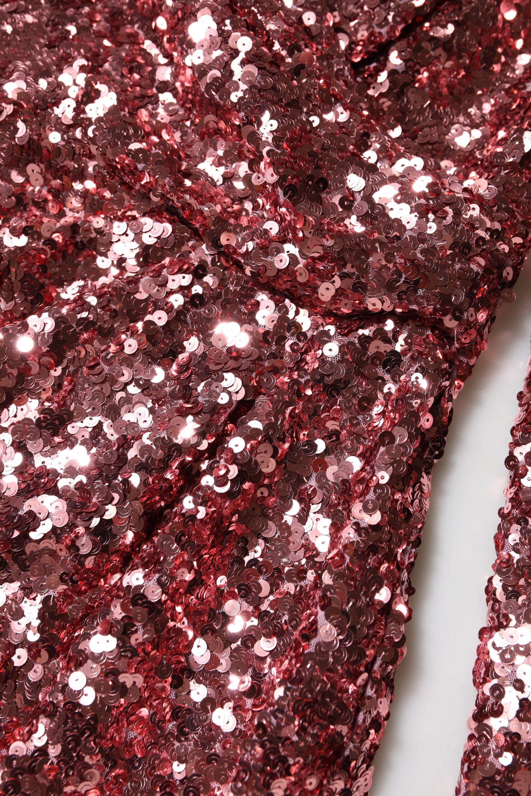 Dolce & Gabbana Pink Sequin Statement Nylon V-Neck Midi Dress
