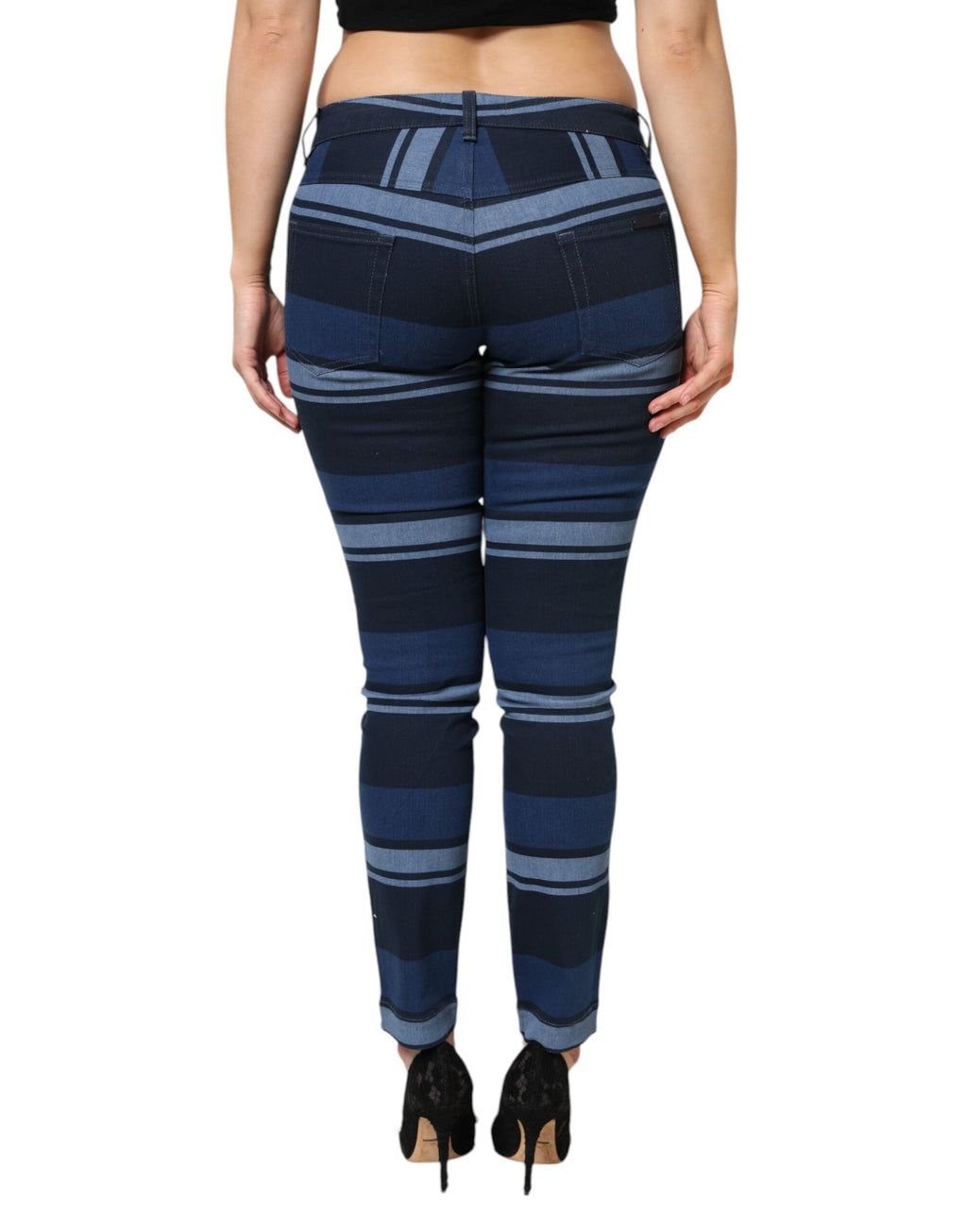 Dolce & Gabbana Blue Striped Cotton-Stretch Denim Jeans
