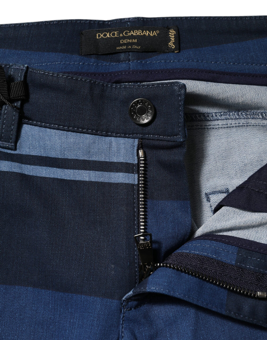 Dolce & Gabbana Blue Striped Cotton-Stretch Denim Jeans