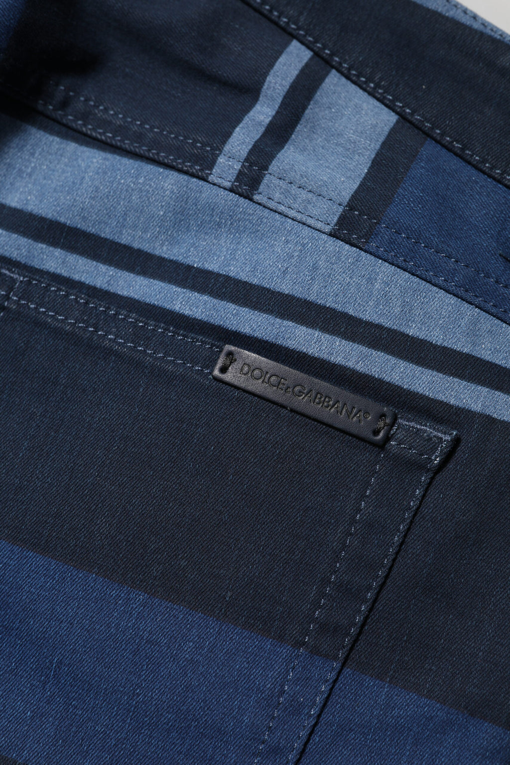 Dolce & Gabbana Blue Striped Cotton-Stretch Denim Jeans