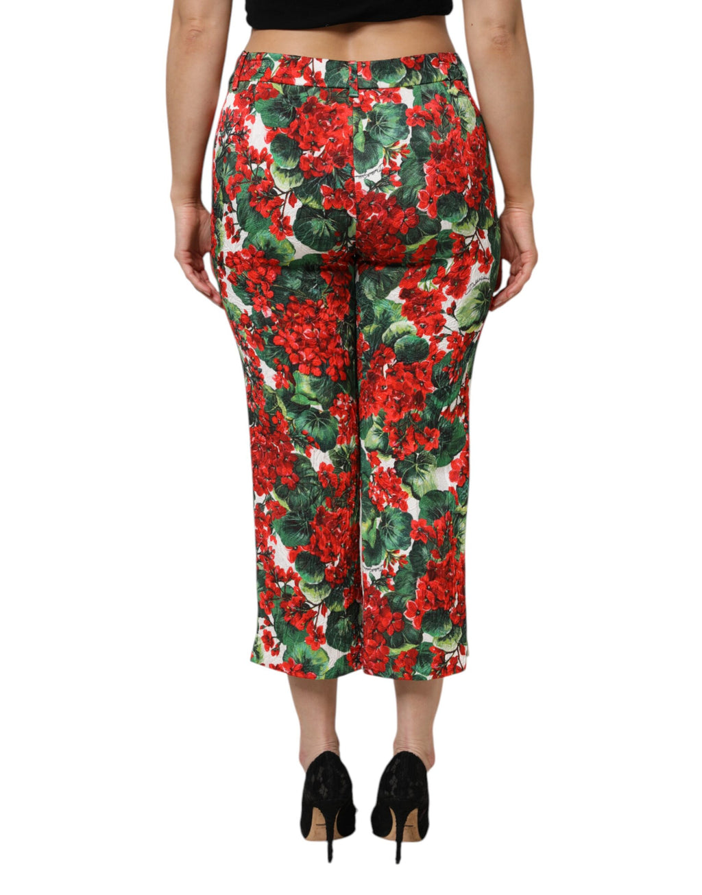 Dolce & Gabbana Cropped Trousers with Multicolor Floral Print