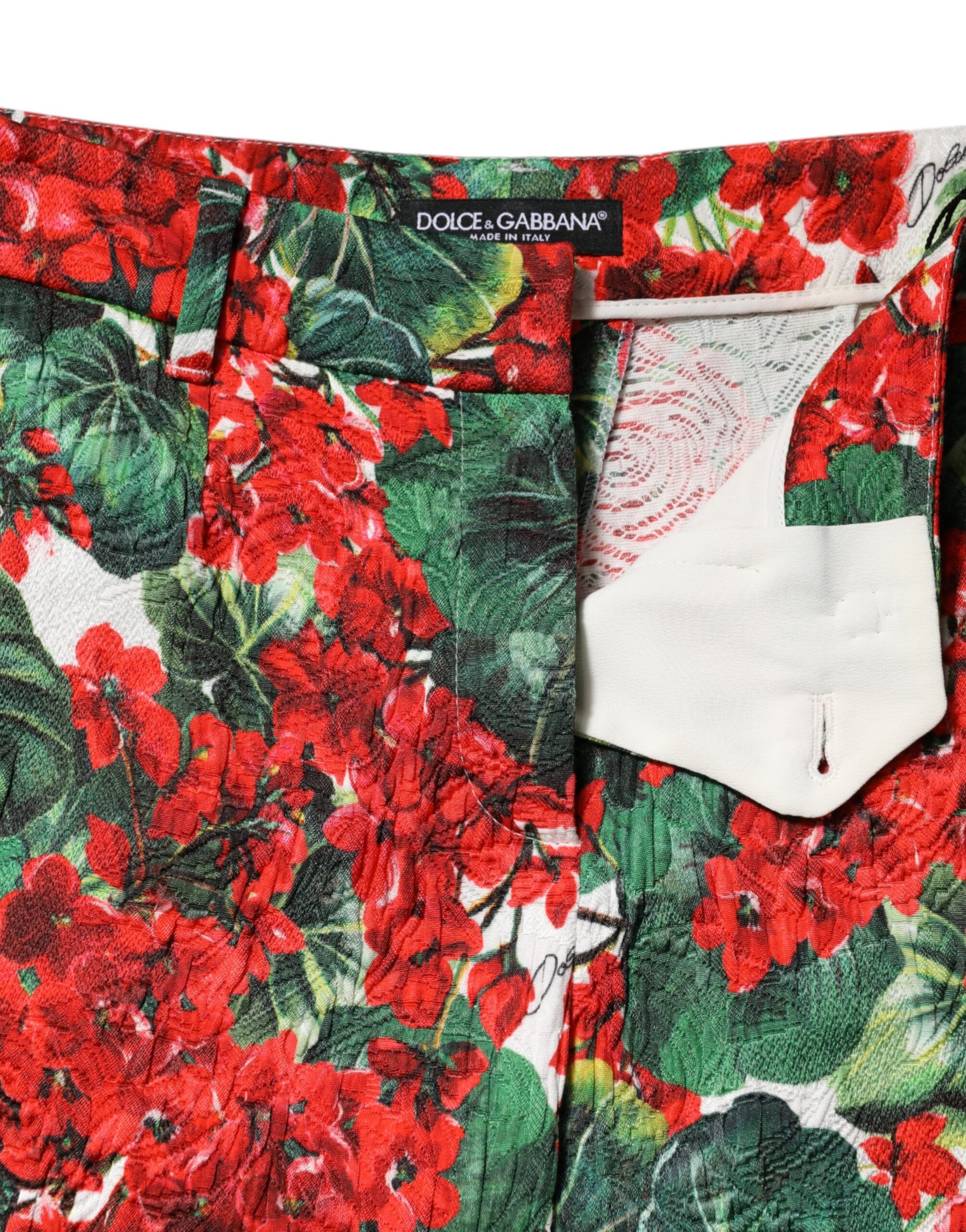 Dolce & Gabbana Cropped Trousers with Multicolor Floral Print