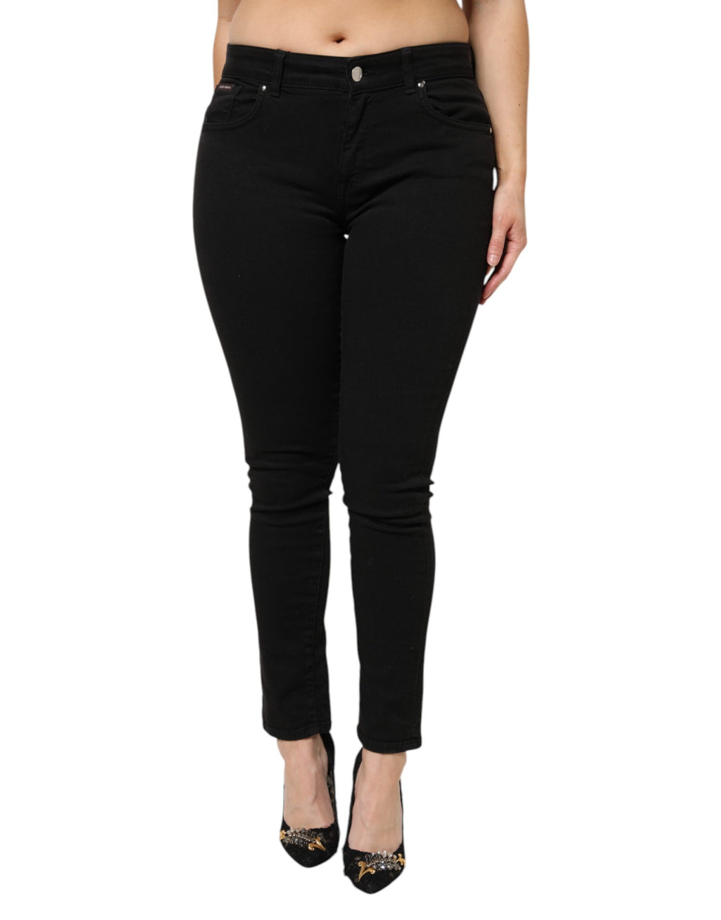 Dolce & Gabbana Black Mid-Rise Cotton Denim Jeans