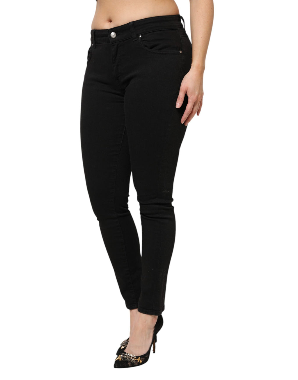 Dolce & Gabbana Black Mid-Rise Cotton Denim Jeans